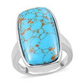 Doorbuster Mojave Blue Turquoise Solitaire Ring in Stainless Steel (Size 10.0) 11.50 ctw - Sticky add to cart bar