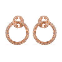 Champagne and White Austrian Crystal Earrings in Goldtone