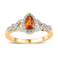Premium Nigerian Spessartite Garnet and White Zircon Halo Ring in Vermeil Yellow Gold Over Sterling Silver 1.00 ctw - Sticky add to cart bar