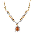 Premium Nigerian Spessartite Garnet and Moissanite 0.85 ctw Sunburst Necklace 18 Inches in Vermeil Yellow Gold Over Sterling Silver - Sticky add to cart bar