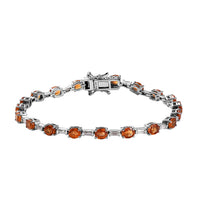 Premium Nigerian Spessartite Garnet and Moissanite Bracelet in Platinum Over Sterling Silver (7.25 In) 12.20 ctw