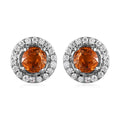 Premium Nigerian Spessartite Garnet and Moissanite Sunburst Stud Earrings in Platinum Over Sterling Silver 1.25 ctw - Sticky add to cart bar