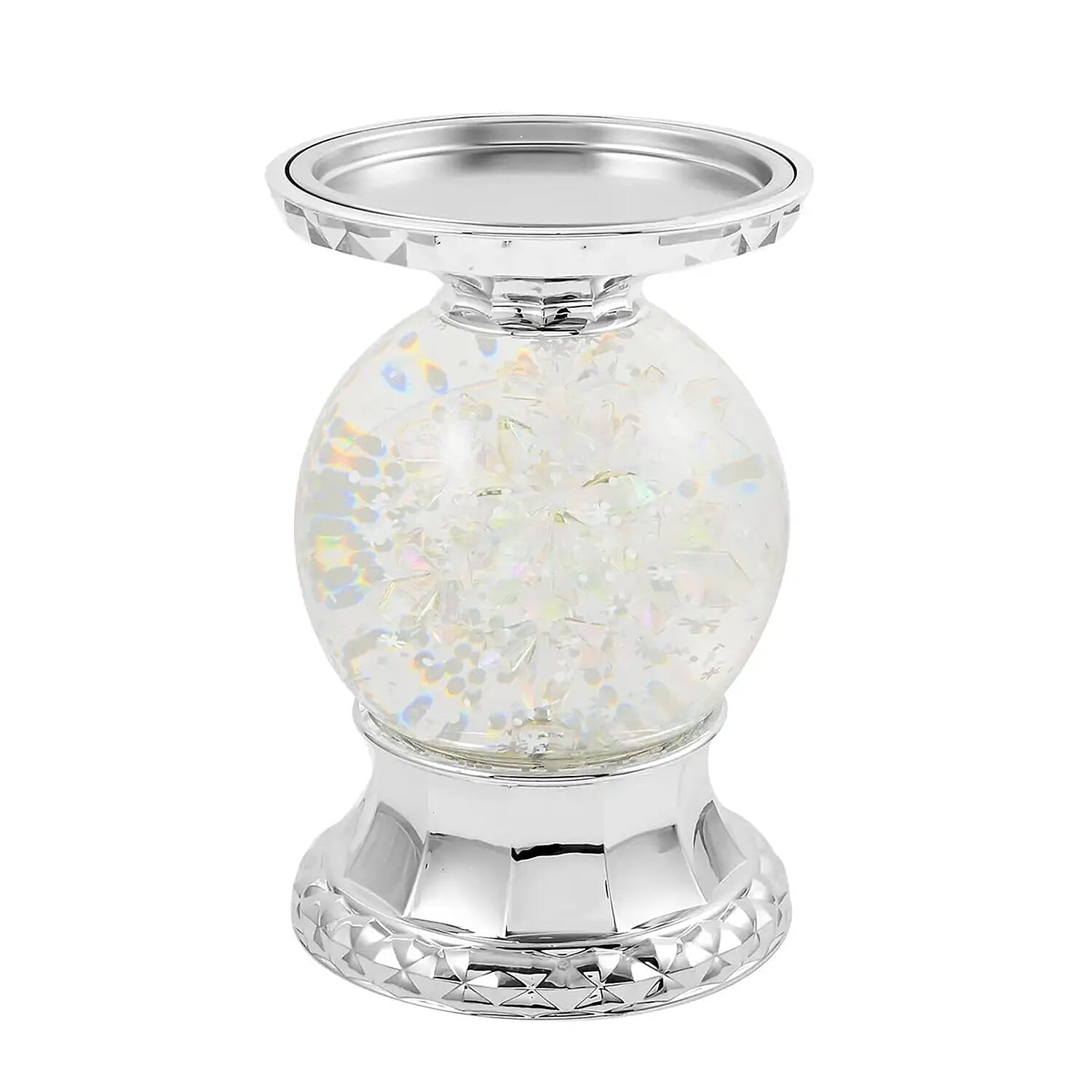 Closeout Snowflake Water Globe Candle Holder, Decorative Glass Candle Holder, Home Decor