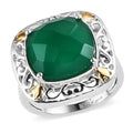 Karis Green Onyx Solitaire Ring in 18K YG Plated and Platinum Bond 6.00 ctw - Sticky add to cart bar