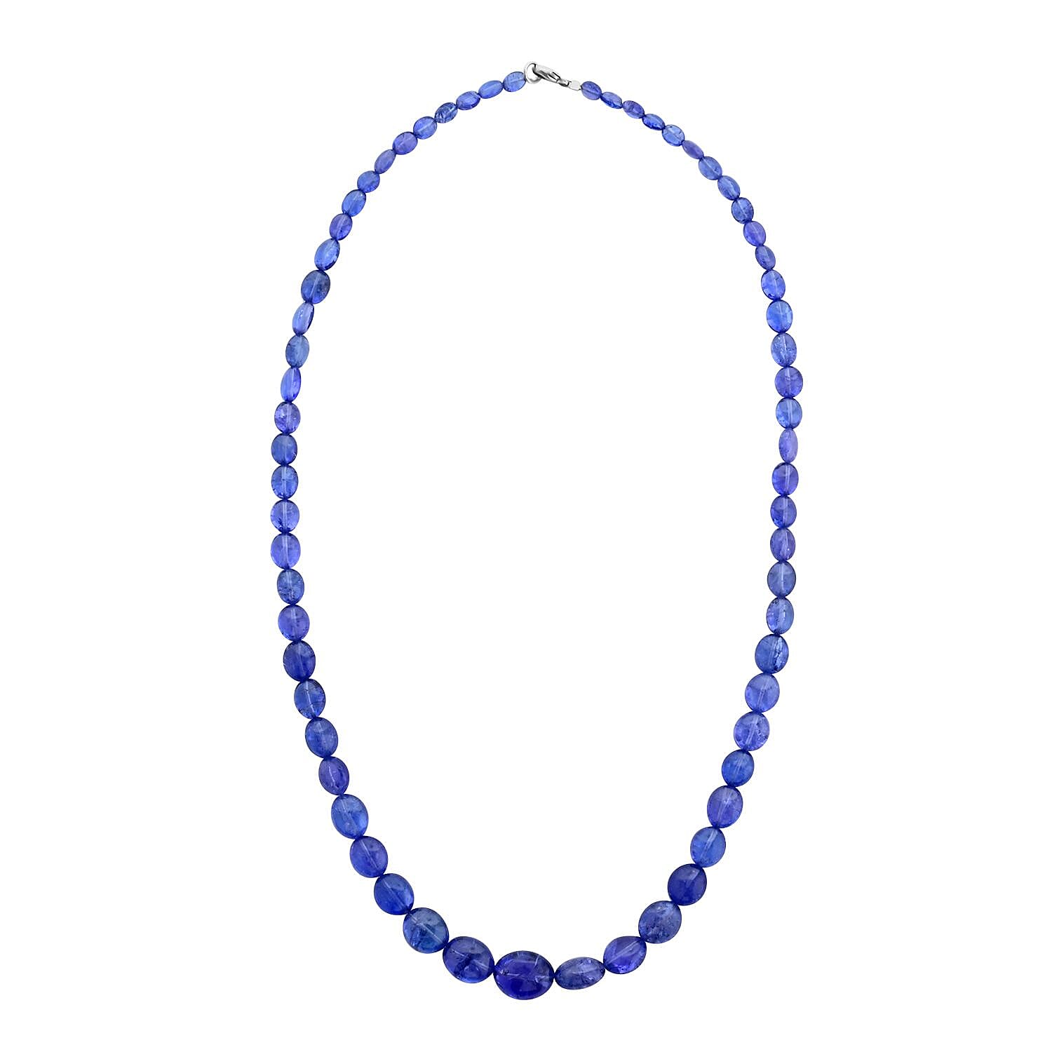 Certified & Appraised Rhapsody 950 Platinum AAAA Tanzanite Beaded Necklace 18 Inches 130.00 ctw