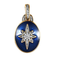 Moissanite Star Pendant, Enameled Pendant, Vermeil Yellow Gold Over Sterling Silver Pendant, Moissanite Pendant 0.20 ctw