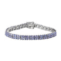 Doorbuster Karis Tanzanite 2 Row Bracelet in Platinum Bond (7.25 In) 9.00 ctw - Sticky add to cart bar