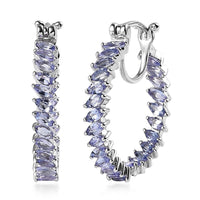 Doorbuster Karis Tanzanite Inside Out Hoop Earrings in Platinum Bond 3.15 ctw