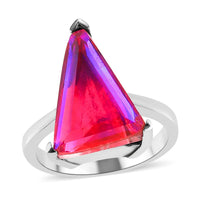 Volcanic Quartz Triangle Solitaire Ring in Stainless Steel (Size 6.0) 8.00 ctw