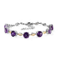 Karis African Amethyst Station Bracelet in 18K YG Plated and Platinum Bond (6.50-8.0In) 8.40 ctw - Sticky add to cart bar