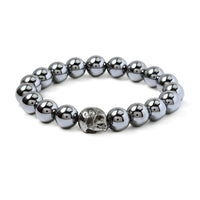 Terahertz Skull Carved Beaded Stretch Bracelet 129.50 ctw