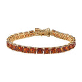 Asscher Cut Brazilian Cherry Citrine Tennis Bracelet in Vermeil Yellow Gold Over Sterling Silver (8.00 In) 21.50 ctw - Sticky add to cart bar