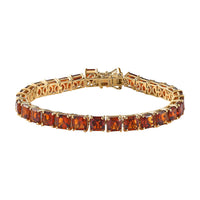 Asscher Cut Brazilian Cherry Citrine Tennis Bracelet in Vermeil Yellow Gold Over Sterling Silver (8.00 In) 21.50 ctw