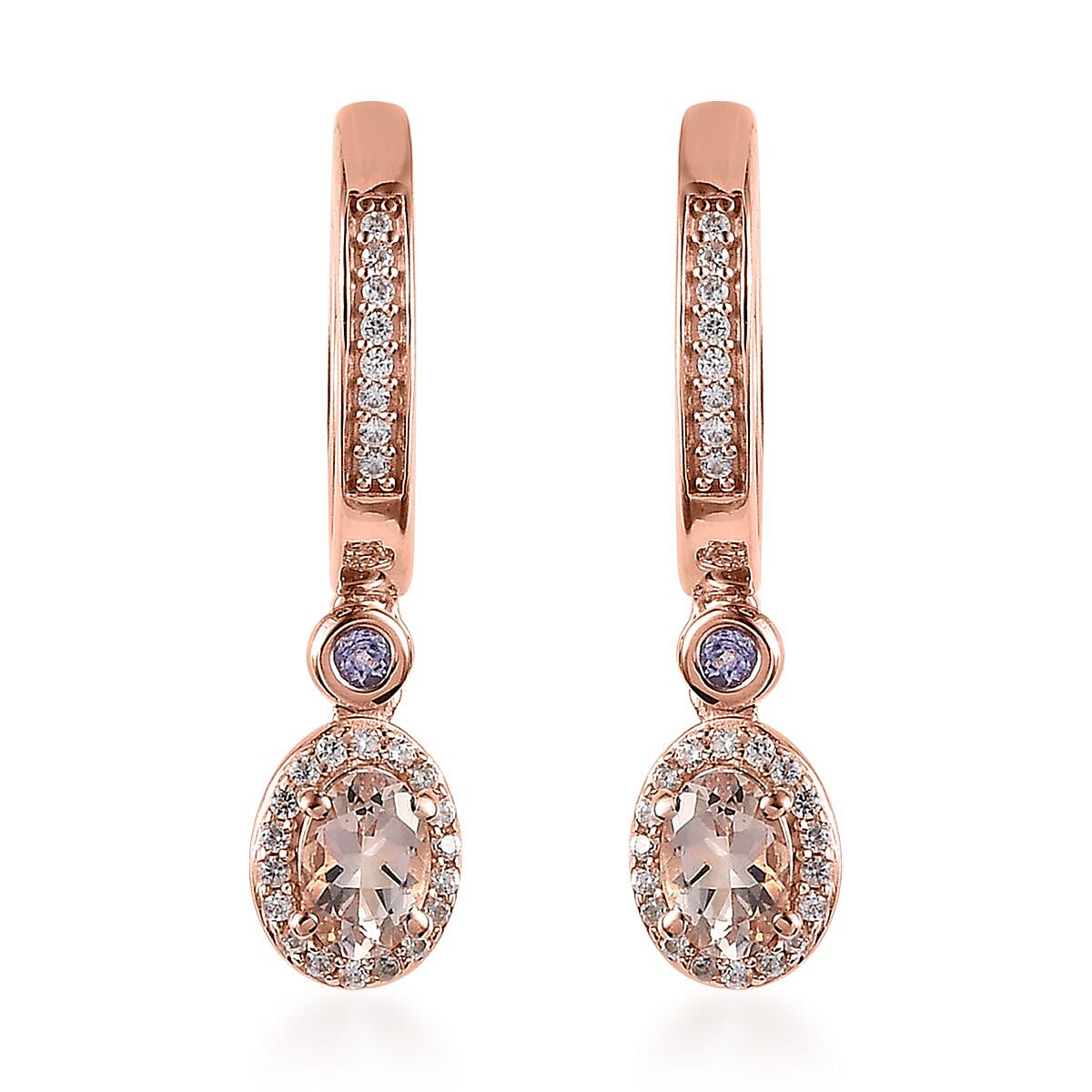 Premium Marropino Morganite and Multi Gemstone Dangling Earrings 1.70 ctw