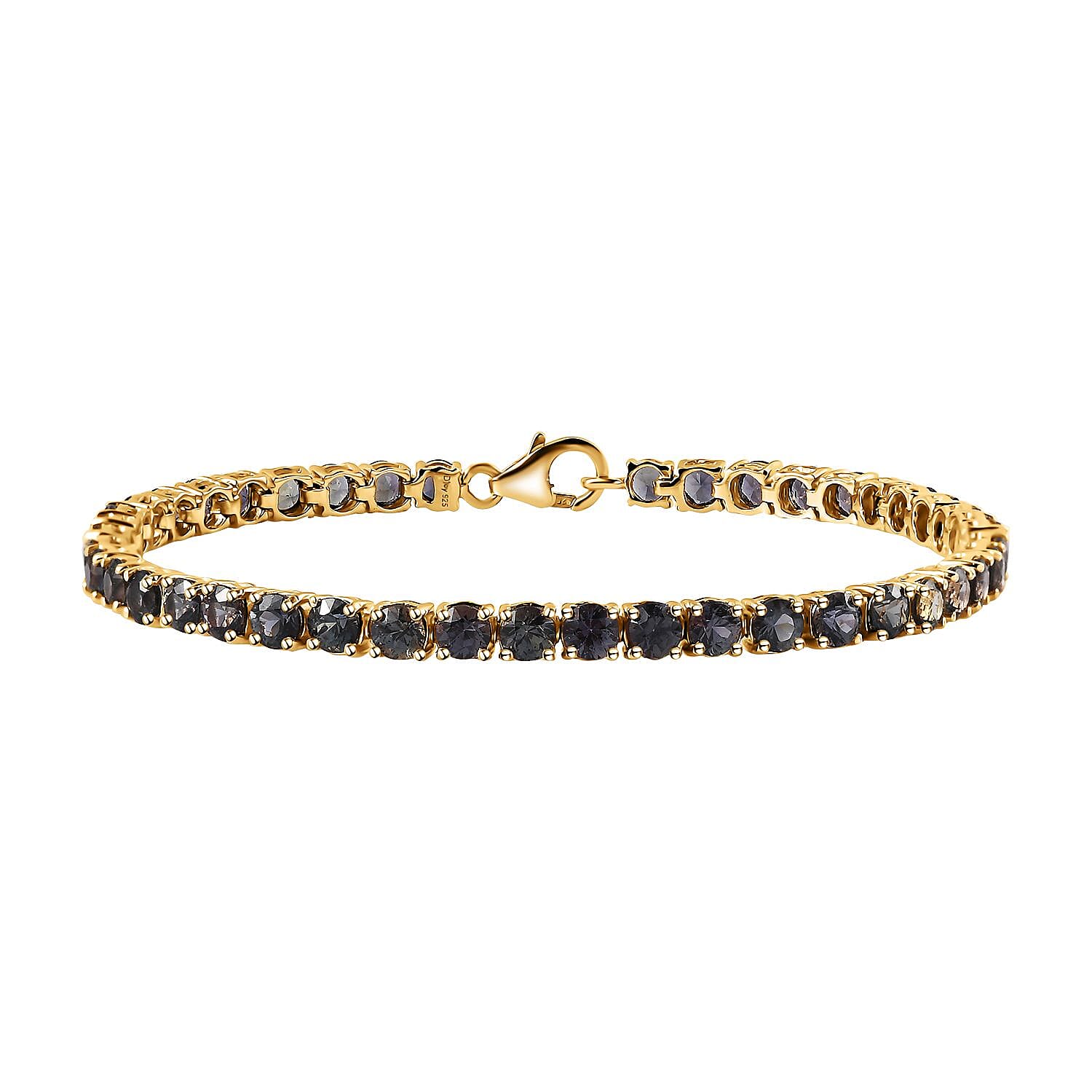 Natural Parti Sapphire Tennis Bracelet in Vermeil Yellow Gold Over Sterling Silver (8.00 In) 18.90 ctw