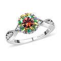 Dichroic Luminous Moissanite and White Moissanite Ring in Platinum Over Sterling Silver 1.85 ctw - Sticky add to cart bar