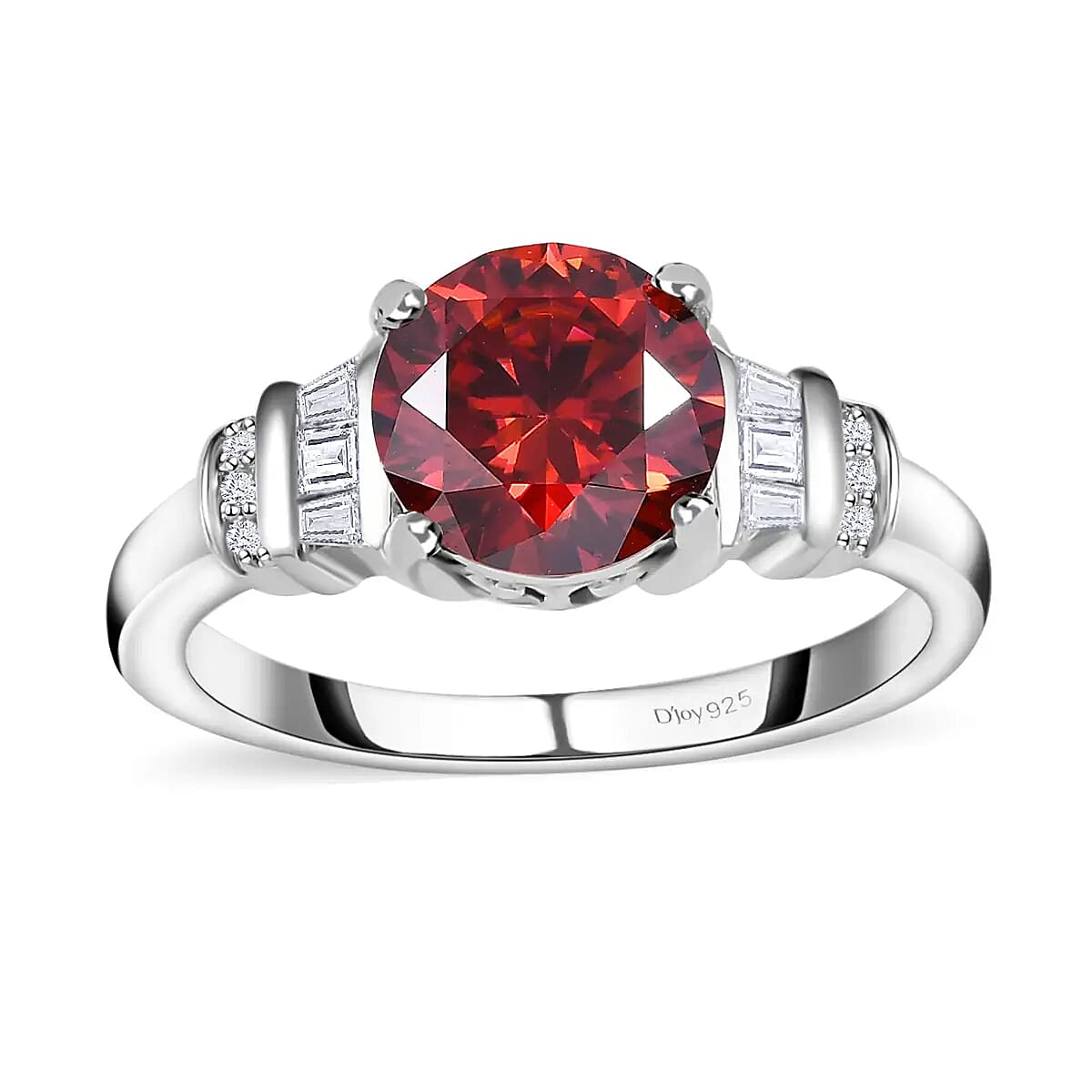 Luxury Red Moissanite and White Moissanite Ring in Platinum Over Sterling Silver 2.00 ctw