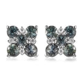 Natural Parti Sapphire and Moissanite Floral Stud Earrings in Platinum Over Sterling Silver 2.20 ctw - Sticky add to cart bar