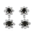 Natural Parti Sapphire and Moissanite Floral Stud Earrings in Platinum Over Sterling Silver 2.50 ctw - Sticky add to cart bar