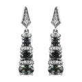 Natural Parti Sapphire and Moissanite Dangle Earrings in Platinum Over Sterling Silver 2.75 ctw - Sticky add to cart bar