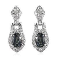 Natural Parti Sapphire and Moissanite Snake Inspired Earrings in Platinum Over Sterling Silver 1.65 ctw
