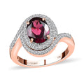 Luxoro 10K Rose Gold AAA Tanzanian Rhodolite Garnet and Moissanite Ring 2.35 ctw - Sticky add to cart bar