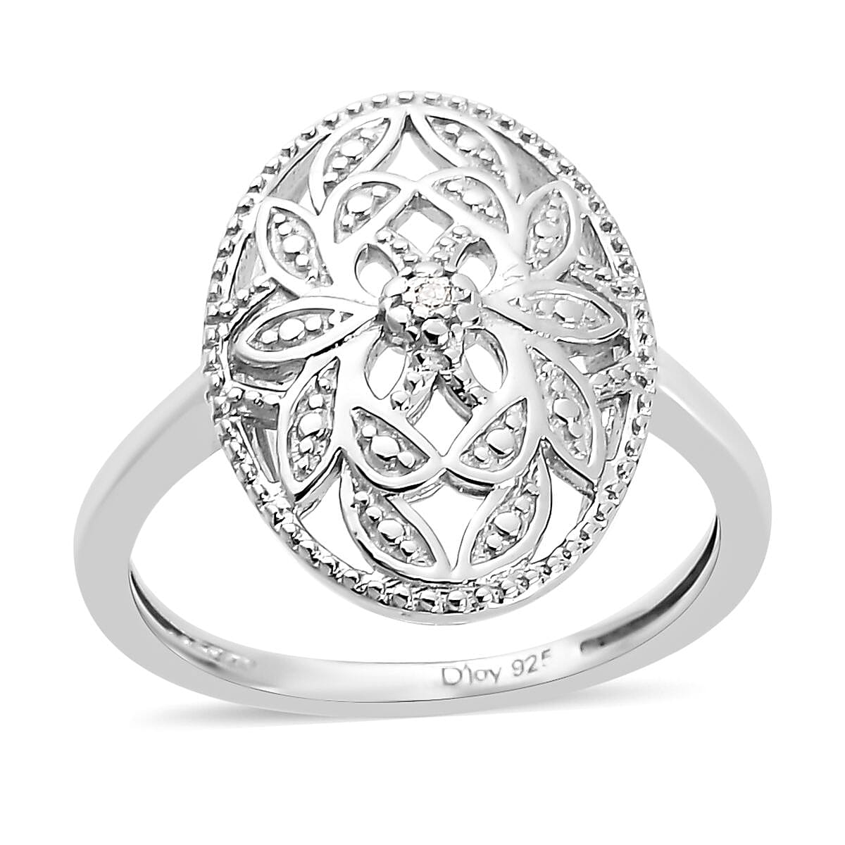 White Diamond Accent Ring in Platinum Over Sterling Silver (Size 10.0)