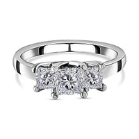 Mosinite 1.43 ctw Ring in Rhodium Over Sterling Silver (Size 11.5)