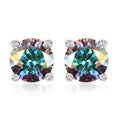 Dichroic Mist Moissanite Stud Earrings in Platinum Over Sterling Silver 1.90 ctw - Sticky add to cart bar