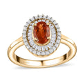 Luxoro 10K Yellow Gold AAA Nigerian Spessartite Garnet and Diamond Double Halo Ring 1.55 ctw - Sticky add to cart bar