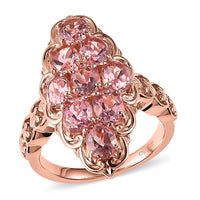 Premium Blush Tourmaline Elongated Ring in Vermeil Rose Gold Over Sterling Silver 3.40 ctw (Del. in 7-10 Days)