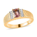 Premium Blush Tourmaline and Moissanite Men's Ring in Vermeil Yellow Gold Over Sterling Silver 1.00 ctw - Sticky add to cart bar