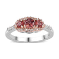 Premium Blush Tourmaline and White Zircon Trilogy Ring in Vermeil RG and Platinum Over Sterling Silver 0.80 ctw - Sticky add to cart bar