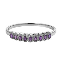 African Amethyst Bangle Bracelet in Stainless Steel (6.50 In) 3.75 ctw