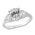 Simulated Diamond 3 Stone Ring in Sterling Silver (Size 10.0) 1.90 ctw - Sticky add to cart bar