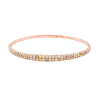 Modani 14K Rose Gold Natural Multi Color Diamond SI3 Bangle Bracelet (7.50 in) Total Metal Weight (8.5 g) Including Titanium Spring Weight 2g 3.00 ctw