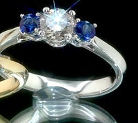 Modani 14K White Gold Diamond G-H I1-I2 and Blue Sapphire Ring (Size 10.0) 0.85 ctw (Del. in 10-12 Days)