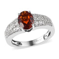 Premium Brazilian Cherry Citrine and White Zircon Ring in Platinum Over Sterling Silver 1.50 ctw - Sticky add to cart bar