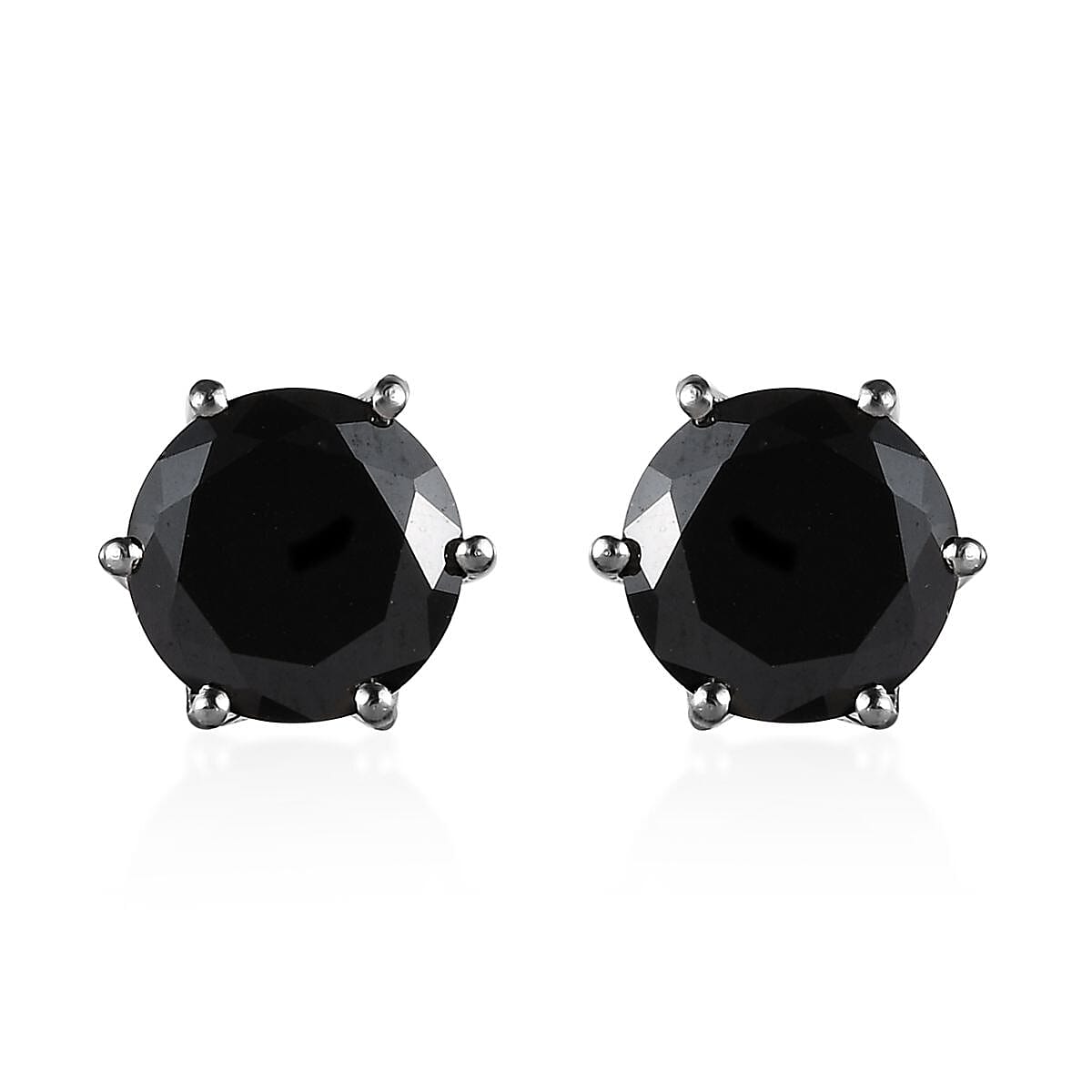 Simulated Black Diamond Solitaire Stud Earrings in Platinum Over Sterling Silver 3.00 ctw