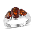 Brazilian Cherry Citrine 3 Stone Ring in Platinum Over Sterling Silver 1.90 ctw - Sticky add to cart bar