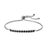 Karis Simulated Black Diamond Bolo Bracelet in Platinum Bond and Stainless Steel (10.50 In) 2.20 ctw