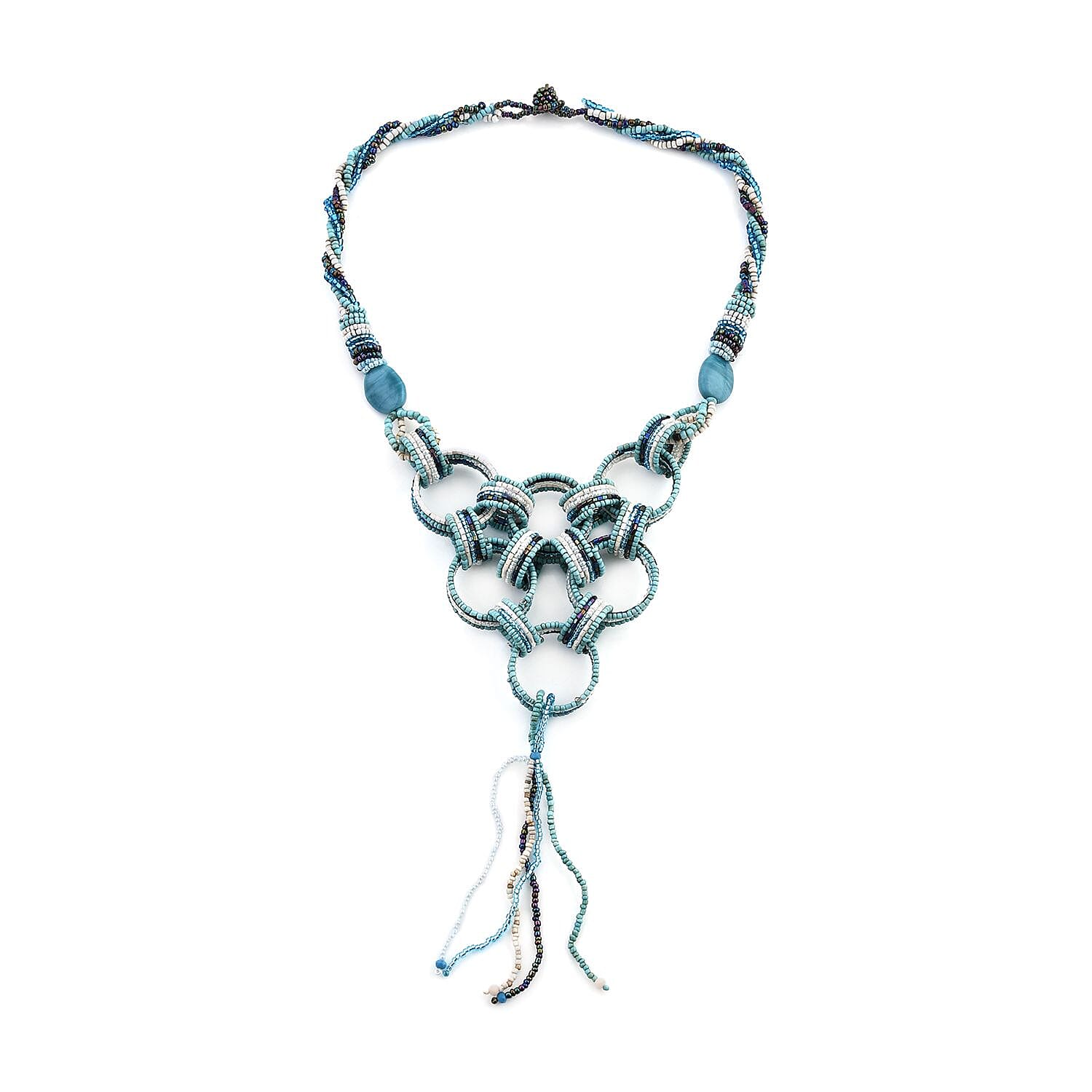 Turquoise Seed Beaded Necklace 20 Inches