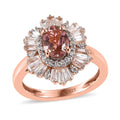 Premium Blush Tourmaline and White Zircon Ballerina Ring in Vermeil Rose Gold Over Sterling Silver 1.90 ctw - Sticky add to cart bar