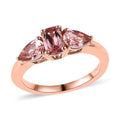 Premium Blush Tourmaline 3 Stone Ring in Vermeil Rose Gold Over Sterling Silver 1.20 ctw - Sticky add to cart bar