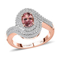 Luxoro 10K Rose Gold AAA Blush Tourmaline and Moissanite Ring 1.20 ctw - Sticky add to cart bar