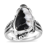 Artisan Crafted White Buffalo Solitaire Ring in Sterling Silver 5.50 ctw