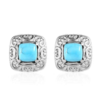 Sleeping Beauty Turquoise Solitaire Stud Earrings in Stainless Steel 1.00 ctw