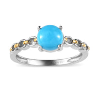 Sleeping Beauty Turquoise Solitaire Ring in 14K YG and Platinum Over Sterling Silver 0.75 ctw