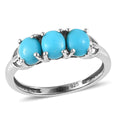 Sleeping Beauty Turquoise 3 Stone Ring in Platinum Over Sterling Silver (Size 10.0) 1.10 ctw - Sticky add to cart bar