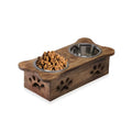 NAKKASHI, Hand Carved, Mango Wood Pet Feeder with Stainless Steel Bowls. Finish: White. Size: Approx. 18L X 7.5W X 5H inch. Bowl: Approx. Diameter 6.5 inch, depth: 2.5 inch. - Sticky add to cart bar